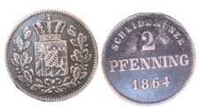 1864 German States Bavaria 2-Pfenning KM 857