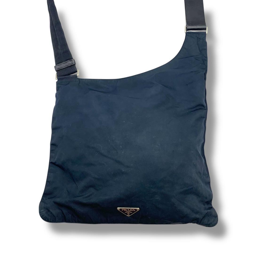 RARE Prada Navy Nylon Tessuto Shoulder Bag Sacoche from Japan