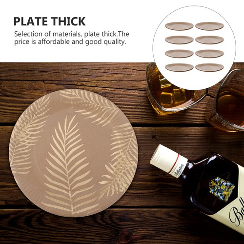 8 Pcs Palm Leaf Paper Pallet Round Serving Plate Tropical Party Plates - Picture 2 of 12