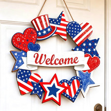 Wooden 4Th of July Decorations Patriotic Wreaths for Front Door Independence Day