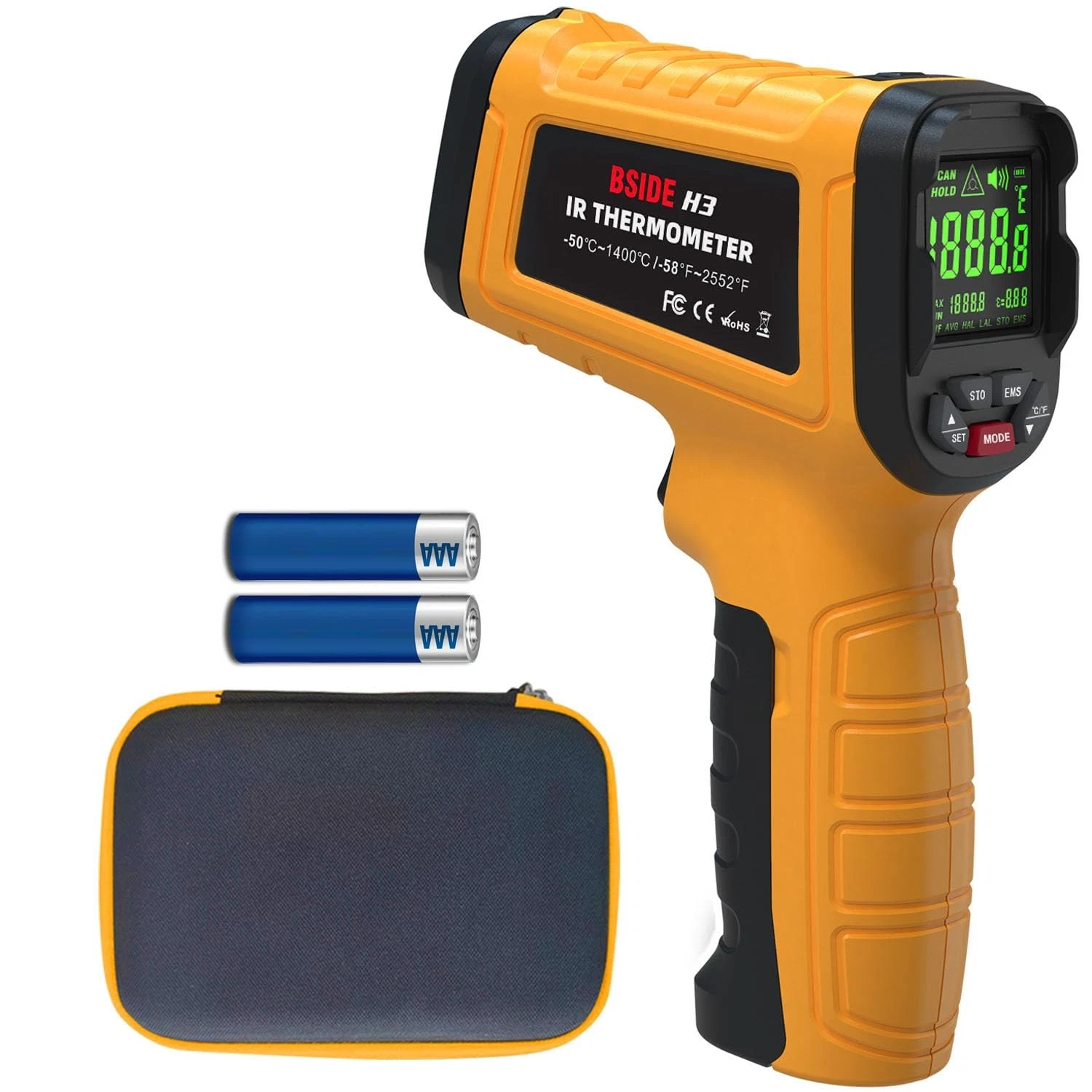 BSIDE Infrared Thermometer Pyrometer 50:1 Industrial H3 (-58℉~2552℉)