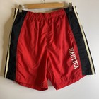 Nautica Board Shorts Men M Red Black White Mesh Lining Elastic Waist Beach Swim