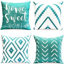 Decorative Throw Pillow Covers Set of 4 Aqua Blue Pillow Covers16x16 inch