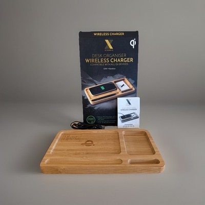 Xtronic Desk Organizer Wireless Charging Station Desk Organizer 10 Watt Bamboo