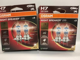 OSRAM NIGHT BREAKER 220 H7 220% mehr Helligkeit Halogen 2er set 4 Lampen