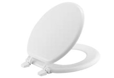 Round Enameled Wood Toilet Seat in White