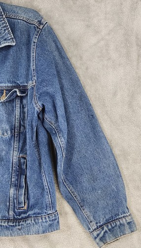 Wrangler Hero Jacke Herren Large Blau Denim Knopfleiste Western Trucker Vintage - Bild 9 von 13