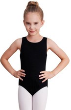 WEGETIT Leotards for Girls Gymnastics Black Sleeveless 10-12 Years,
