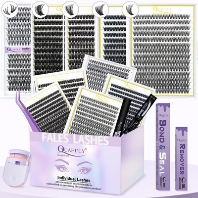 5-Pack False Eyelashes Kit with Lash Glue & Seal, Remover, Tweezers, Curler |...