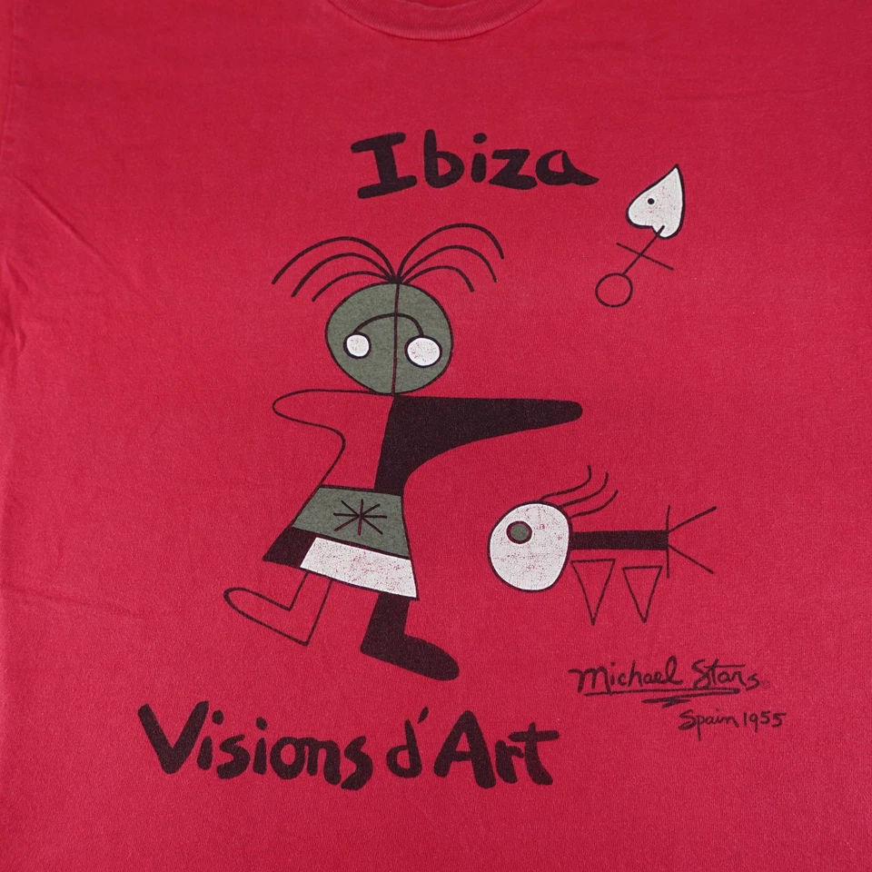 Camisa Ibiza De Colección Para Hombre Mediana Roja Arte Funky Retro Michael Estrellas Años 90 España Foto 2 de 4