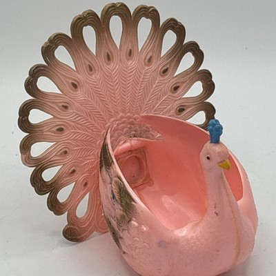 Vintage Jean Sorelle Bath Salts Peacock Pink Plastic Container England