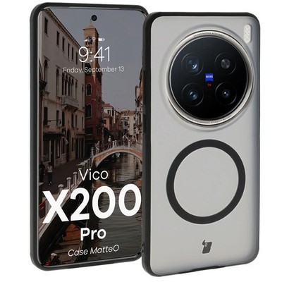 Handyhülle für Vivo X200 Pro Bizon Case Cover Schutz Hülle Etui Getönt-Schwarz