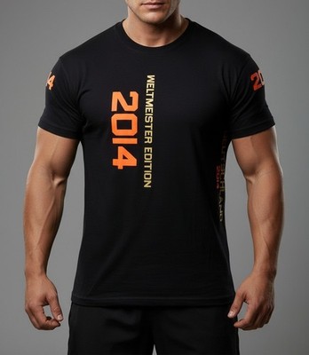 Herren T-Shirt Deutschland Fußball WM 2014 Schwarz Orange Am.Football Style XXL