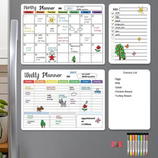 Hivillexun Magnetic Dry Erase Calendar Whiteboard Set 4-Pack for Home and Kitc