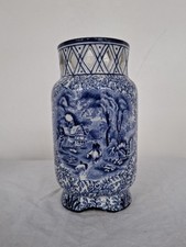 Antique Victorian Fenton Vase Ye olde Foley Ware Blue And White Chinoserie