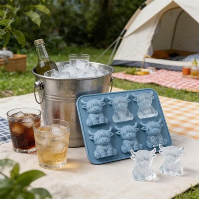 3D Highland Cow Ice Cube Tray, Large Silicone Fun Shapes Ice Cube