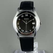 GUCCI 5500M Orologio Uomo Vintage 35mm Quarzo Quadrante Argento Cinturino...