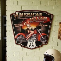 Premium Metallschild Route 66 Aus Eisen Im Vintage-Stil, Gestanzt, H.45 Cm