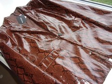 PRETTYLITTLETHING NEW Chocolate VINYL Fitted Longline Blazer Size 10