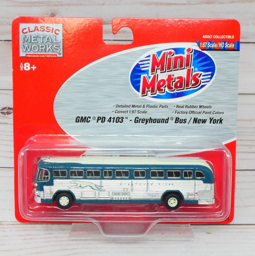Mini-Metals 32101, GMC PD-4103 Greyhound Bus, destino Nueva York escala 1/87 HO | Zustand: New