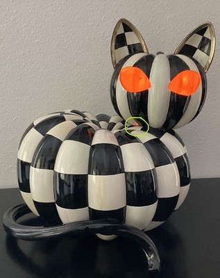 Mackenzie Childs SMALL CHIP IN NECK Courtly Check Large 13''x11'' Illuminated Cat