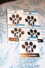 SET OF 5 NEW ADORABLE LITTLE GIFTS I LOVE  HEART POODLES PAW CAR MAGNETS