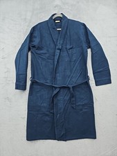 LL Bean Men's S Navy Blue 100 Cotton Chamois Robe Flannel-Like Classic Heritage