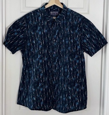 American Rag Large Navy Tropical Hawaiian Print Shirt Skater Beachcore Vacation