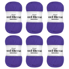 100% Wool Yarn,6 Skeins of 300g/10.58oz(Per Skein 50g/109yards)/Deep Purple