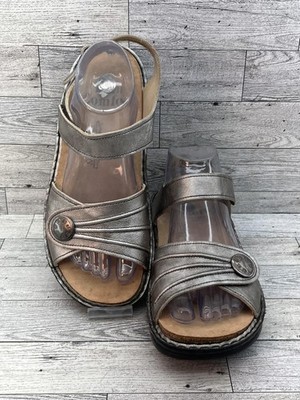 Finn Comfort Shoes Womens Size 40 Silver Leather Sandals Orthopedic German Made