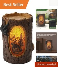 Hand-Finished Resin Black Bear Night Light - Ideal Gift for Nature Lovers