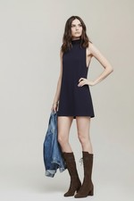 Reformation Women’s Ribbed Mock Neck Sleeveless Midi Dress Navy Size Large