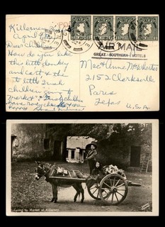 Mayfairstamps Ireland 1952 Cillarne to Paris TX Mule and Cart Postcard cca_47923