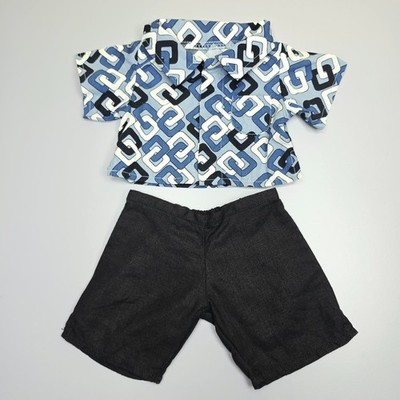 Bear Factory blau geometrisches Muster Shirt Top und schwarze Hose Outfit