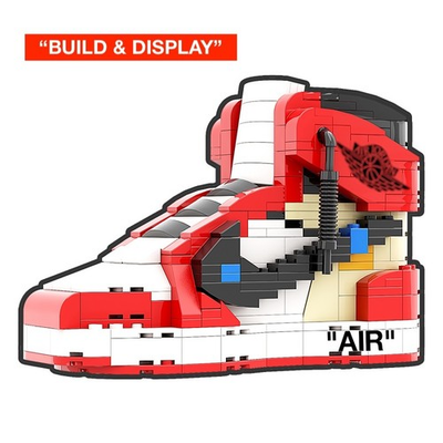 #ad #ad Red White Sneaker Inspired Building Block Set High Top Shoe Display Gift $58.49