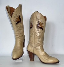 Vtg 6.5 7 High Heel 70s 80s Cowgirl Boots Women's Cowboy Dan Post Made In Spain