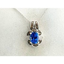 Le Vian 14K White Gold Pendant Necklace 1 7/8 cts Blue Tanzanite Elegant Jewelry