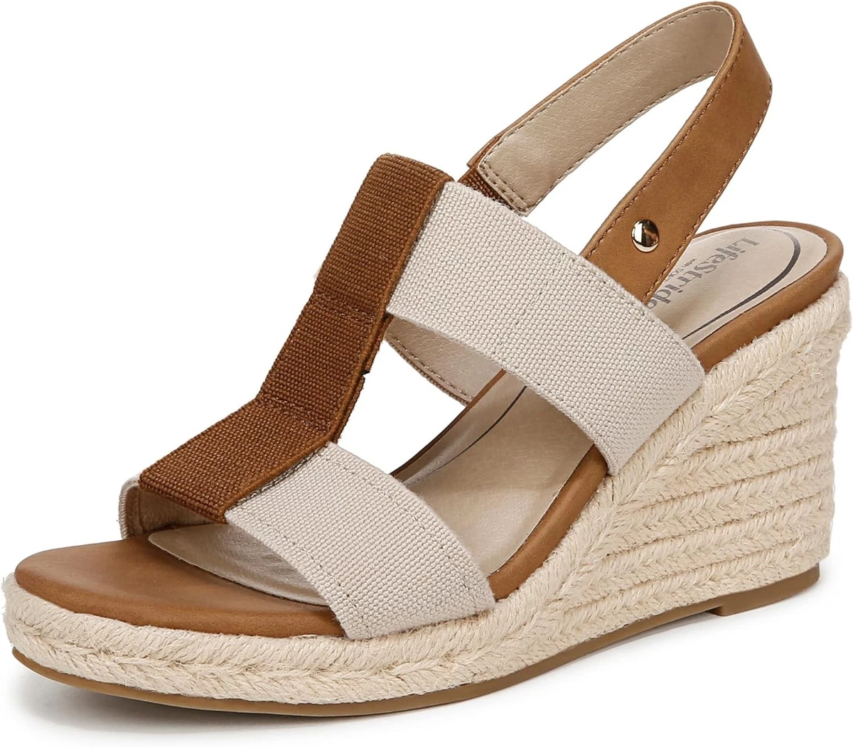 Life Stride Women’s Beige Patent Wide Strap Wedge Sandals 7.5M LifeStride Women main image 3