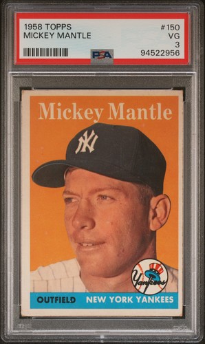 1958 TOPPS #150 MICKEY MANTLE PSA 3