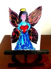 Scheda Multimedia Art ACEO originale "Angelo con cuore", firmata dall'artista