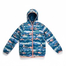 Lands End Kids Rain Jacket Waterproof Hooded XL 14 16 Teal Lightweight Coat