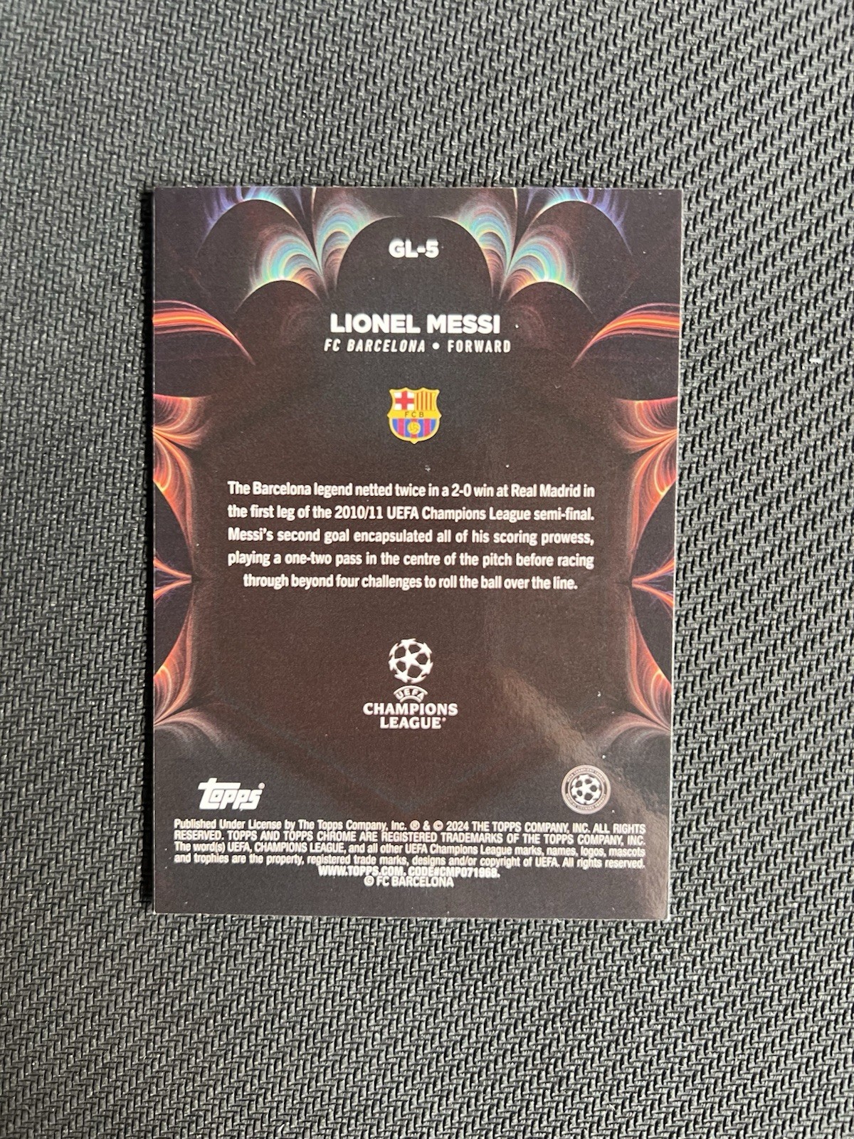 2023-24 Topps Chrome UEFA Club Competitions - Golazo Lionel Messi #GL-5 view 2