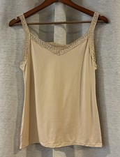 VTG Vanity Fair Nylon Lace Camisole Size Large Beige Dainty Fairy Coquette Girl