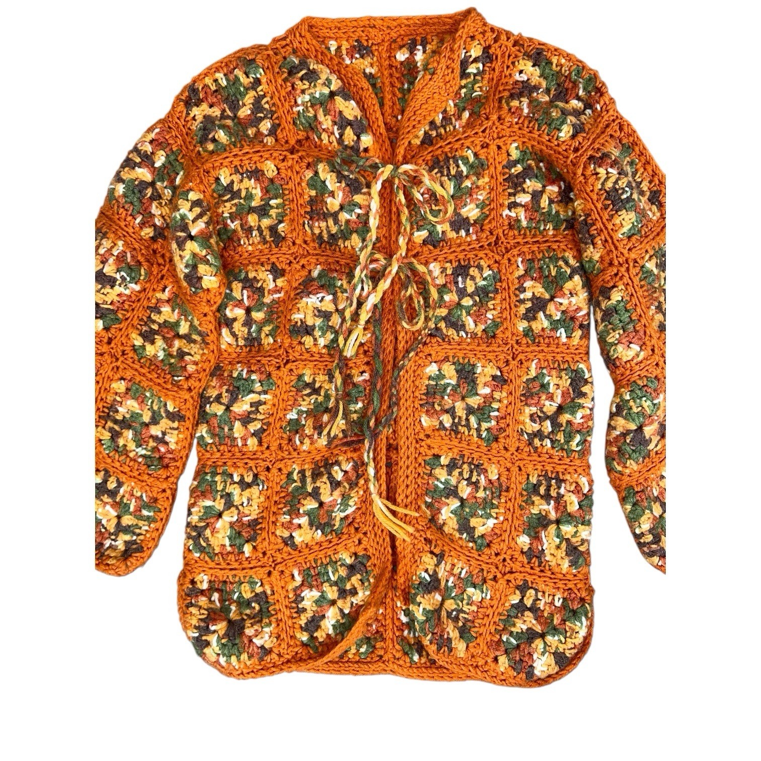 VTG GRANNY SQUARE PATCHWORK JACKET SWEATER HIPPIE… - image 10