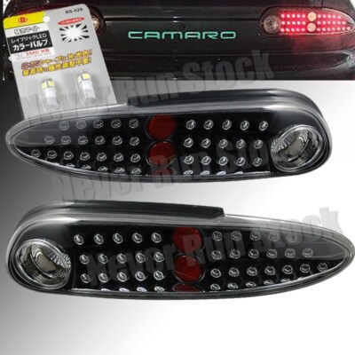 FOR CHEVY CAMARO CLEAR LENS BLACK RED LED TAIL LIGHTS +WHITE LICENSE PLATE  BULBS