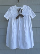 ASOS White Mini Smock Dress With Eyelet Detail and Grosgrain Black Tie Size 0