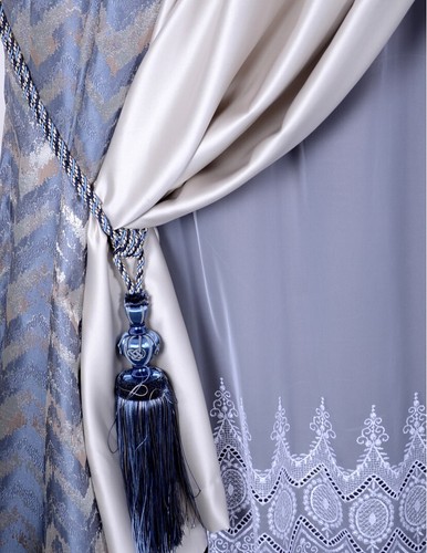 Luxus Jacquard Vorhang Set 2x fertig Gardinen Volants Falten nach Maß Wohnzimmer - Bild 5 von 12