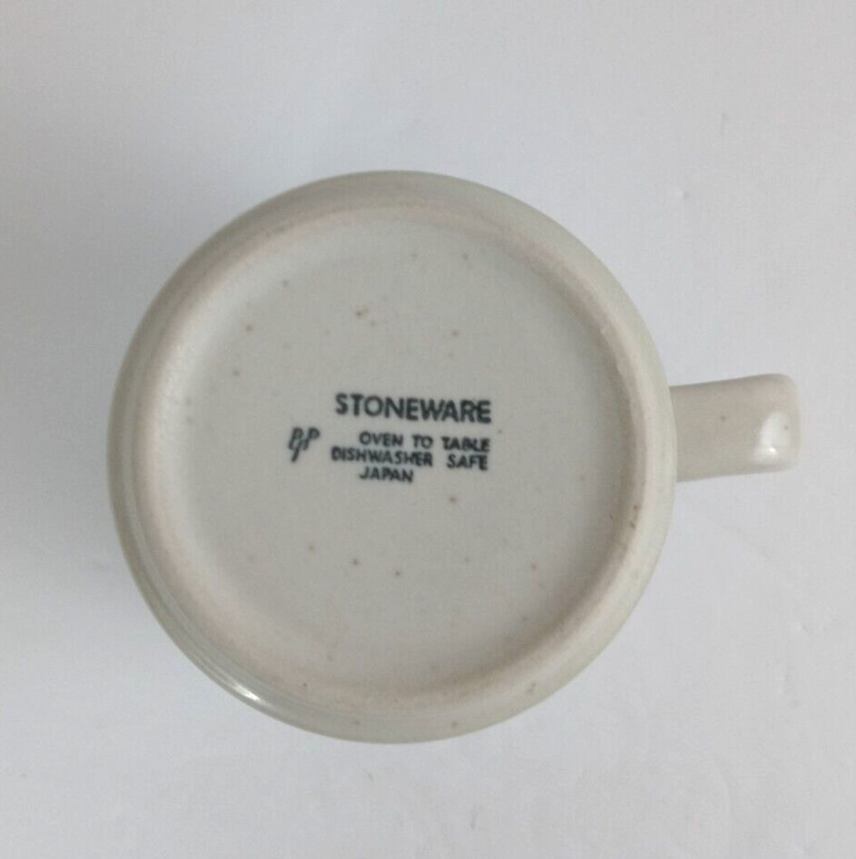 3 Stonybrook by Japan Stoneware Cups & Saucers w/ Green Band