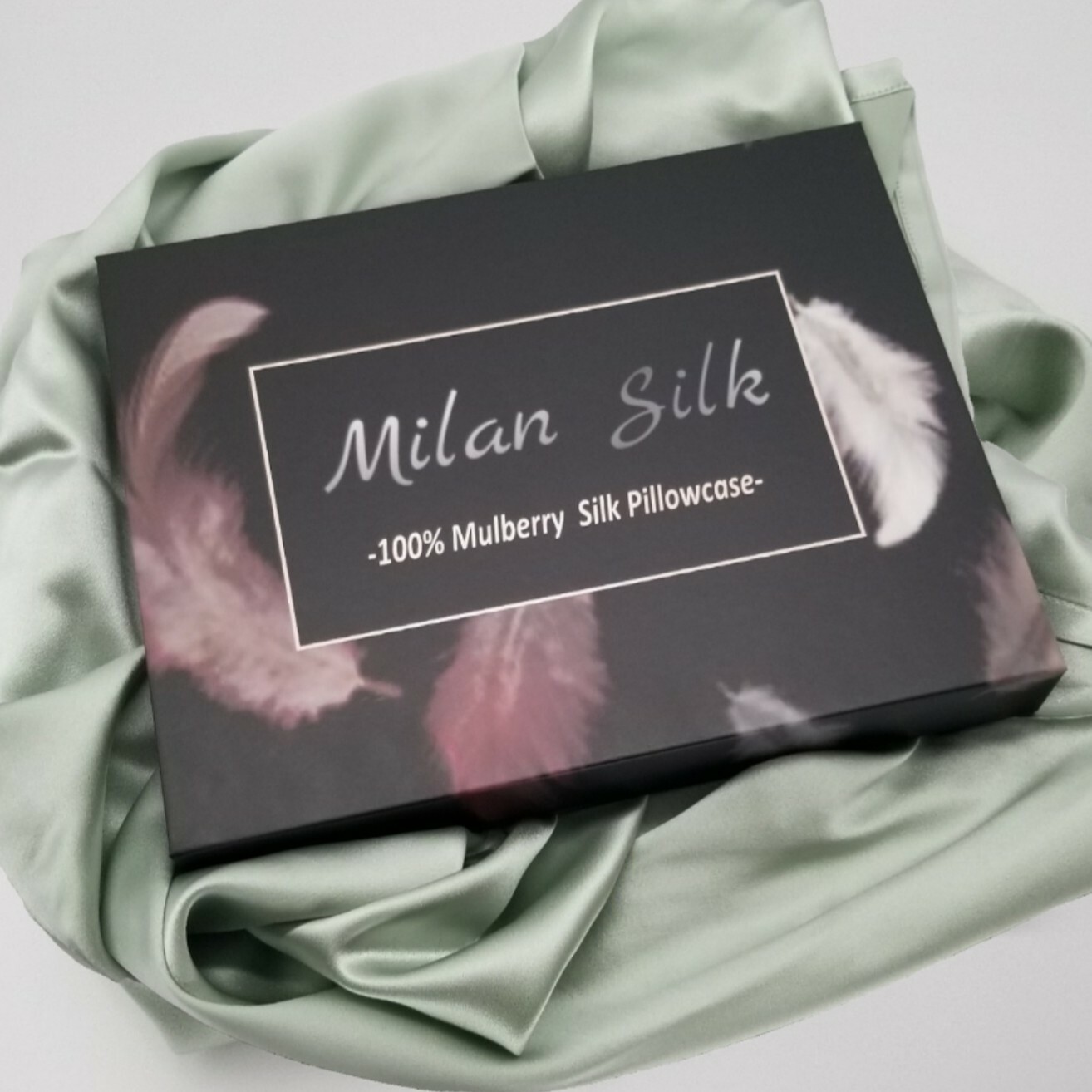Milan Silk 100% Mulberry Silk Pillowcase 22 momme Standard Queen Sage Green-image