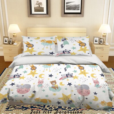 3D Cartoon Animals Rainbow Pattern Quilt Cover Set Bedding Sets Pillowcases 64